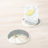 Pompoen van witte herfst zandsteen onderzetter (Zijkant)