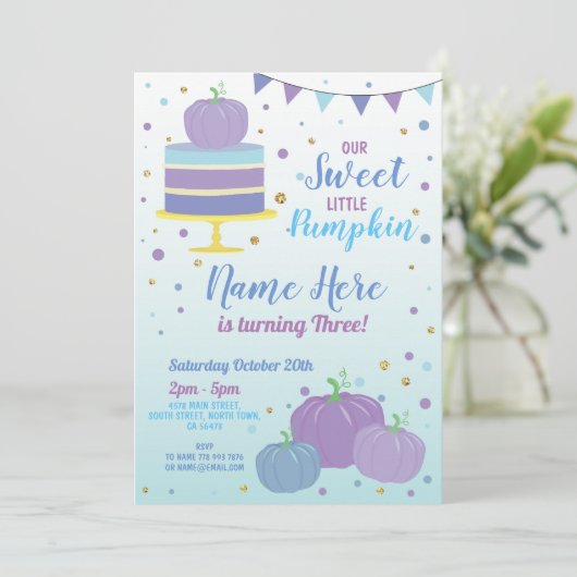 Pompoen Verjaardag Blauw Nodig ELKE LEEFTIJD Herfs Kaart (Staand voorkant)