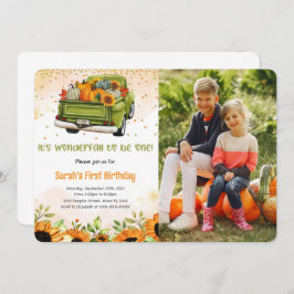 Pompoen verjaardag foto uitnodiging