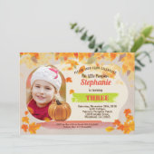 Pompoen verjaardag Herfst Thanksgiving foto Kaart (Staand voorkant)