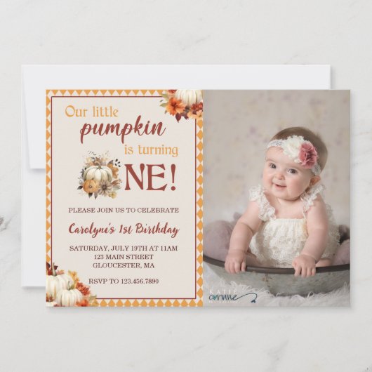 Pompoen Verjaardag Onze kleine pompoen is het draa Kaart (Voorkant)