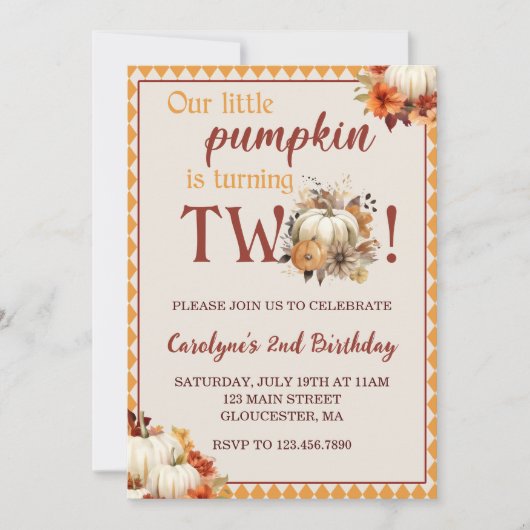 Pompoen Verjaardag Onze kleine pompoen wordt twee Kaart (Voorkant)