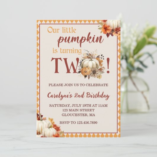 Pompoen Verjaardag Onze kleine pompoen wordt twee Kaart (Staand voorkant)