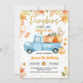 Pompoen Verjaardag Party Boy Blue Truck Herfst Her Kaart (Voorkant)