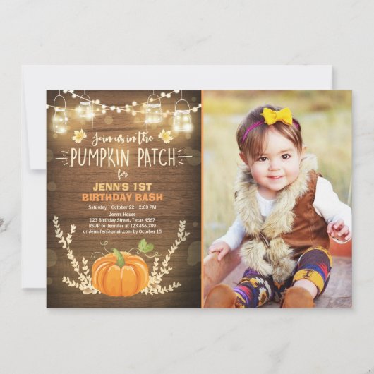 Pompoen Verjaardag uitnodiging patch Herfst herfst (Voorkant)