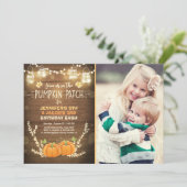 Pompoen Verjaardag uitnodiging patch Twins Herfst (Staand voorkant)