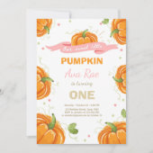 Pompoen Verjaardag uitnodiging Roze Eerste Verjaar (Voorkant)