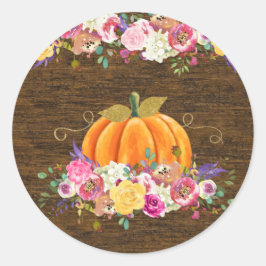 Pompoen, Verjaardagsfeest, Favor Tag, Herfst, Bloe Ronde Sticker