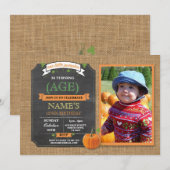 Pompoen verjaardagsfeest Oogst Foto Herfst Uitnodi Kaart (Voorkant / Achterkant)