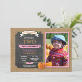 Pompoen verjaardagsfeest Oogst Foto Roze Uitnodige Kaart (Staand voorkant)