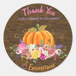 pompoen, verjaardagsfeestje, gunstag, kleine pompo ronde sticker