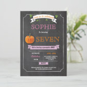 Pompoen verjaardagsfeestje krijt roze elke leeftij kaart (Staand voorkant)