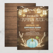 Pompoen verjaardagsuitnodiging Blauwe jongen Verja Kaart (Voorkant / Achterkant)