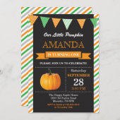 Pompoen verjaardagsuitnodiging Sinaasappel en groe Kaart (Voorkant / Achterkant)