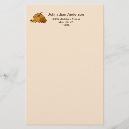 Pompoen verlaat de naam en het adres van het snoep briefpapier (Voorkant)