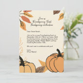 Pompoen verlaat Friendsgiving Feast Thanksgiving Kaart (Staand voorkant)
