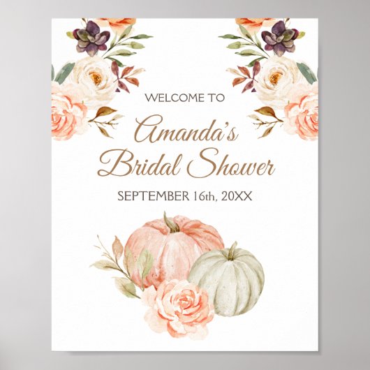 Pompoen Verliefd Bridal Shower Welkomstbord Poster (Voorkant)
