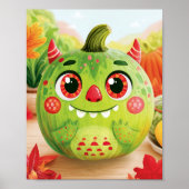 Pompoen Vermomd als Groen Monster Poster (Voorkant)