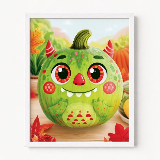 Pompoen Vermomd als Groen Monster Poster