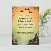 🎃Pompoen-verpakt Halloween Party Kaart (Staand voorkant)
