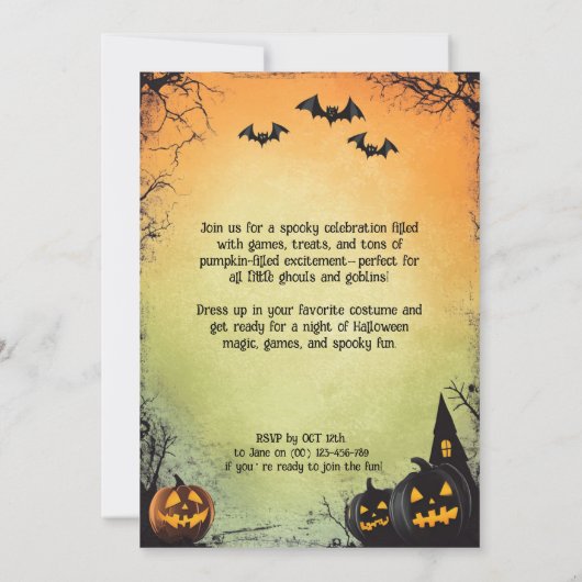 🎃Pompoen-verpakt Halloween Party Kaart (Achterkant)