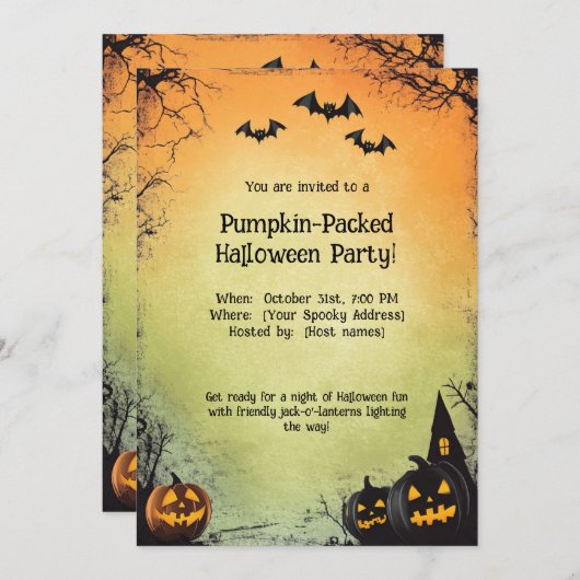 🎃Pompoen-verpakt Halloween Party Kaart (Voorkant / Achterkant)