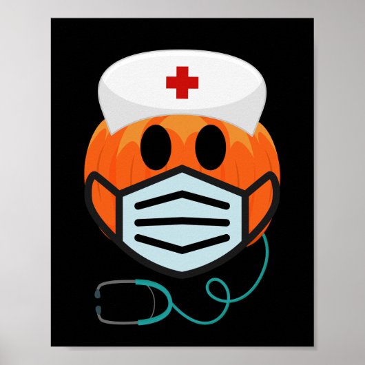 Pompoen Verpleegster Grappig Eng Halloween Verplee Poster (Voorkant)