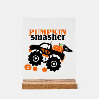 Pompoen Verpulveraar Jongens Halloween Monstertruc Acryl Bord