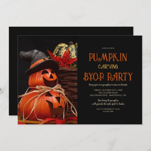 Pompoen Versierfeestje Kaart (Voorkant / Achterkant)