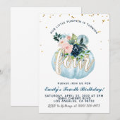 pompoen vierde verjaardag uitnodiging (Voorkant / Achterkant)