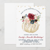 pompoen vierde verjaardag uitnodiging (Voorkant / Achterkant)