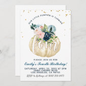 Pompoen vierde verjaardagsuitnodiging kaart (Voorkant / Achterkant)