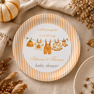 Pompoen Vintage Babykleertjes Baby Shower Papieren Bordje