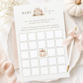 Pompoen Vintage Truck Baby Shower Baby Bingo Kaart