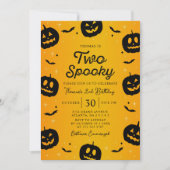 pompoen vleermuizen halloween twee spooky verjaard kaart (Voorkant)