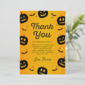 Pompoen vleermuizen Halloween Verjaardag Dank u ka Bedankkaart (Staand voorkant)
