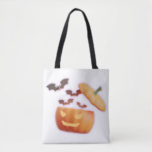 Pompoen & Vleermuizen Sfeer – Griezelige Halloween Tote Bag