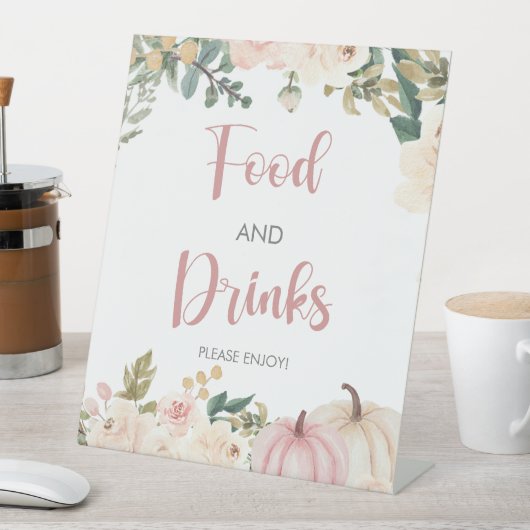 Pompoen Voedsel en Drinken Baby shower Pedestal Si Reclamebord Met Voetstuk (Insitu)