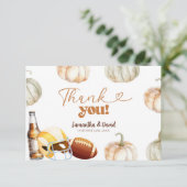 Pompoen Voetball Koppel Shower Bedankkaart (Staand voorkant)