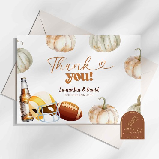 Pompoen Voetballen Koppel Shower Bedankkaart