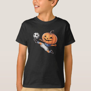 Pompoen Voetballer Funny Ball Spooky Boys Meisjes T-shirt