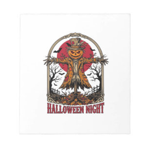 Pompoen Vogelverschrikker Halloween Vintage Gravur Notitieblok