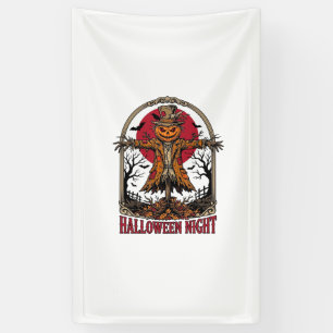 Pompoen Vogelverschrikker Halloween Vintage Gravur Spandoek