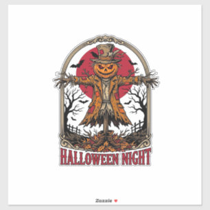 Pompoen Vogelverschrikker Halloween Vintage Gravur Sticker