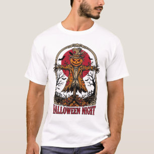 Pompoen Vogelverschrikker Halloween Vintage Gravur T-shirt