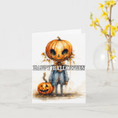 Pompoen vogelverschrikker illustratie | Happy Hall Kaart (Gele Bloem)