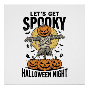 Pompoen Vogelverschrikker Shirt Vintage Halloween  Perfect Poster