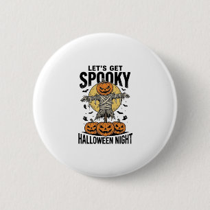 Pompoen Vogelverschrikker Shirt Vintage Halloween  Ronde Button 5,7 Cm