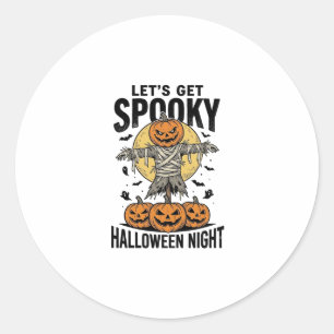 Pompoen Vogelverschrikker Shirt Vintage Halloween Ronde Sticker