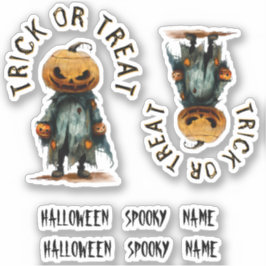 Pompoen vogelverschrikker Trick Treat Spooky Party Sticker